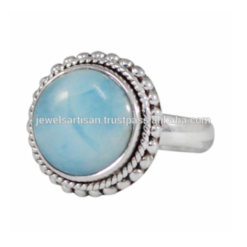 Beautiful Larimar Gemstone 925 Sterling Silver Ring